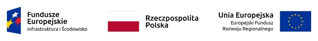 Baner graficzny zawierający: logotyp i nazwę Fundusze Europejskie Infrastruktura i Środowisko, flagę Polski i nazwę Rzeczpospolita Polska, flagę UE i nazwę Unia Europejska Europejski Fundusz Rozwoju Regionalnego