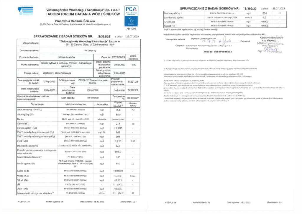 Zdjęcie przedstawiające wynik z badań S/392/23, S/393/23, S/394/23