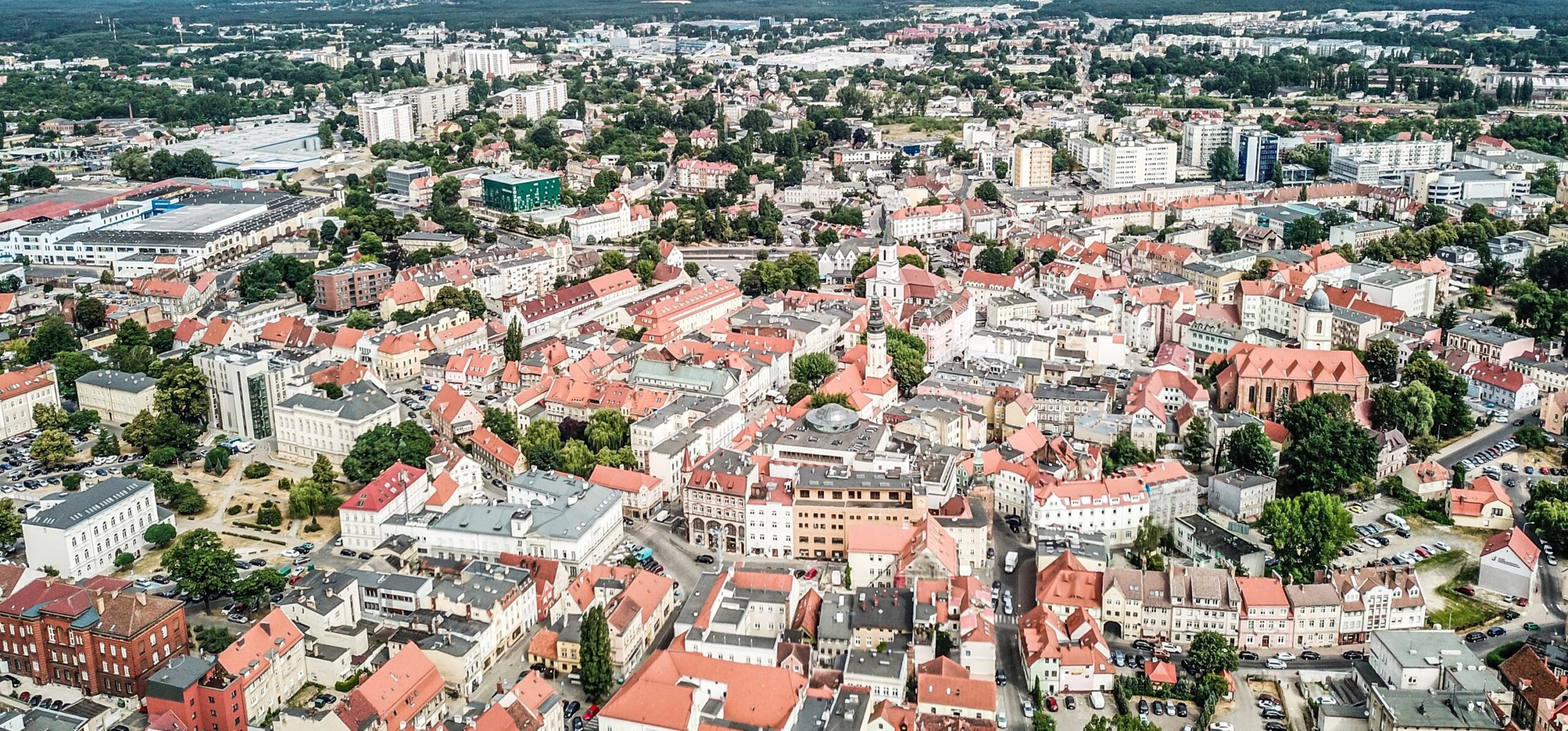 Panorama Zielonej Góry z lotu ptaka