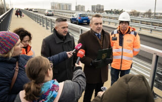 Konferencja prasowa poświęcona wiaduktowi przy al. Zjednoczenia