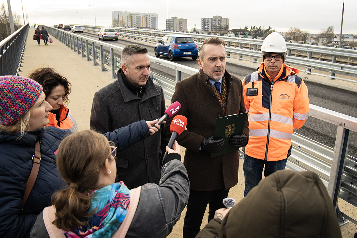 Konferencja prasowa poświęcona wiaduktowi przy al. Zjednoczenia